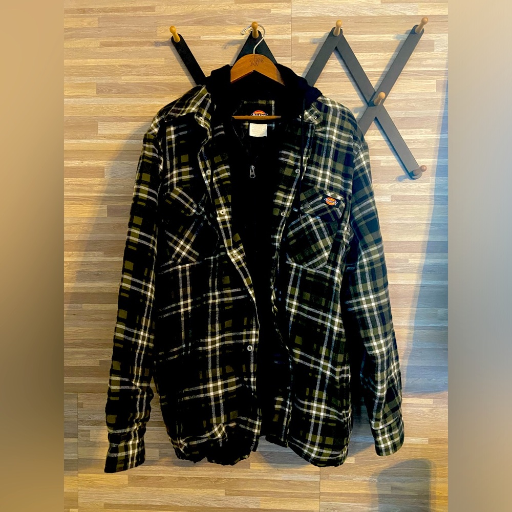 Dickies Green/Black/White Plaid Flannel Hoodie